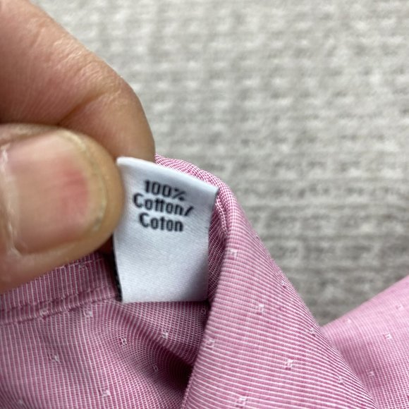 Calvin Klein Dress Shirt Men 16.5 34/35 Pink Slim Fit Non-Iron Formal Casual - Picture 7 of 10